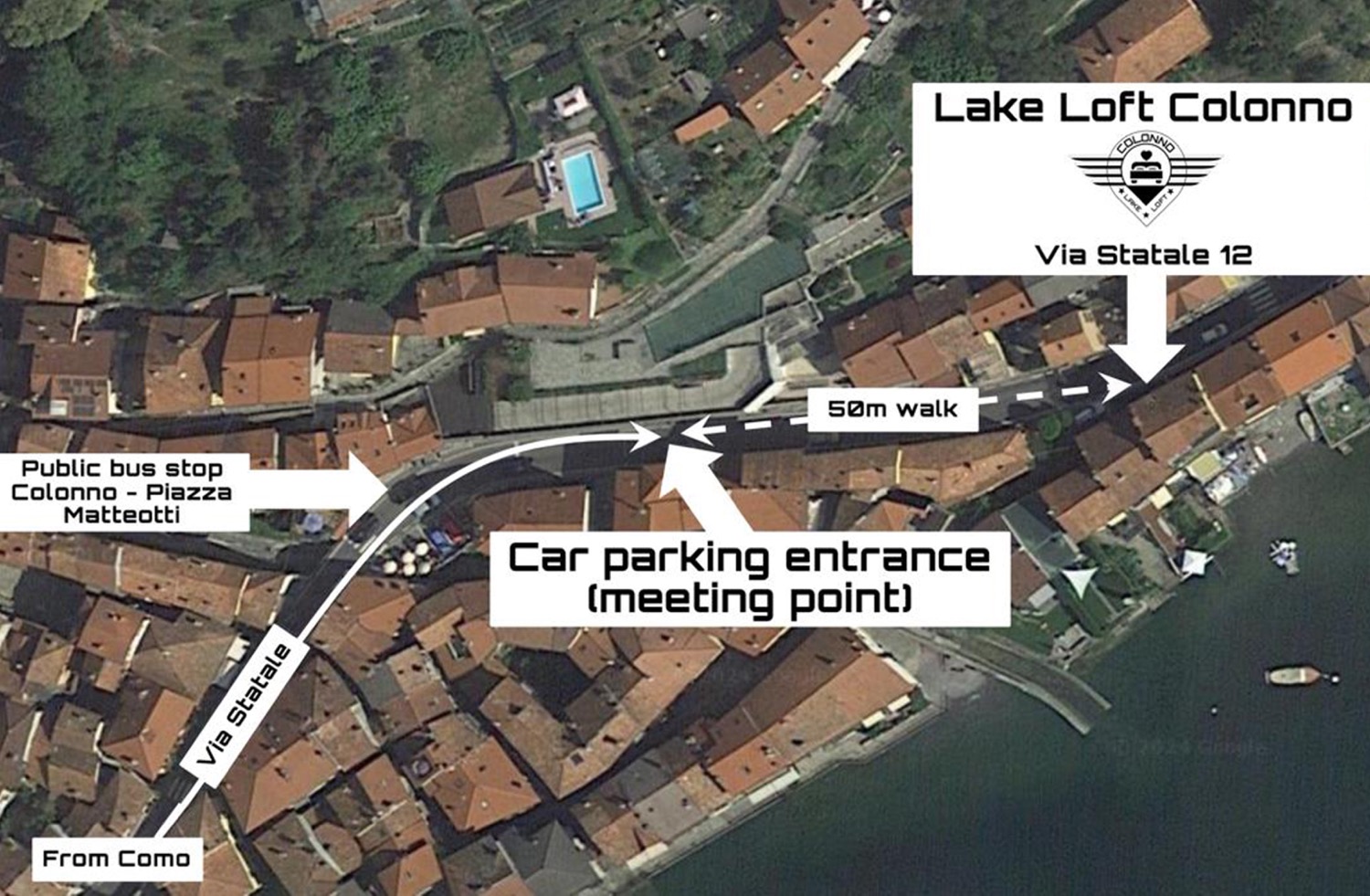 Bus stops on Matteotti, Via Statale, Como, Lake