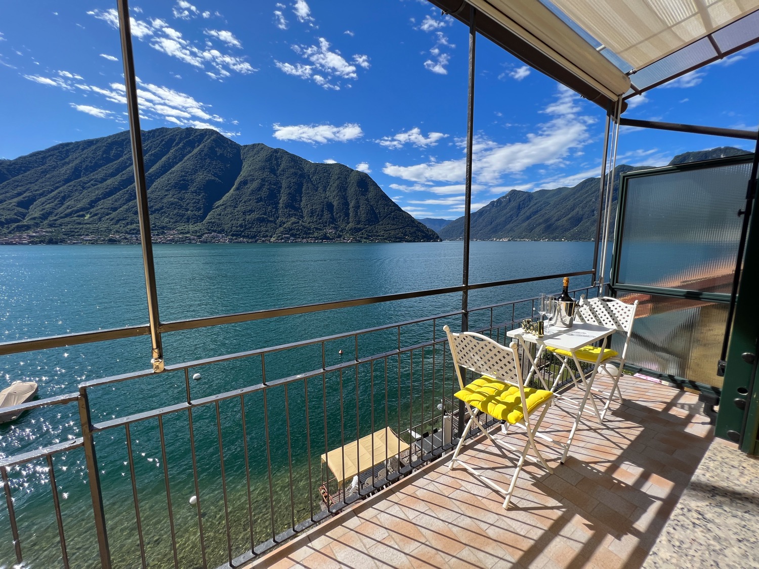 Cloudy outdoor lake with blue sky