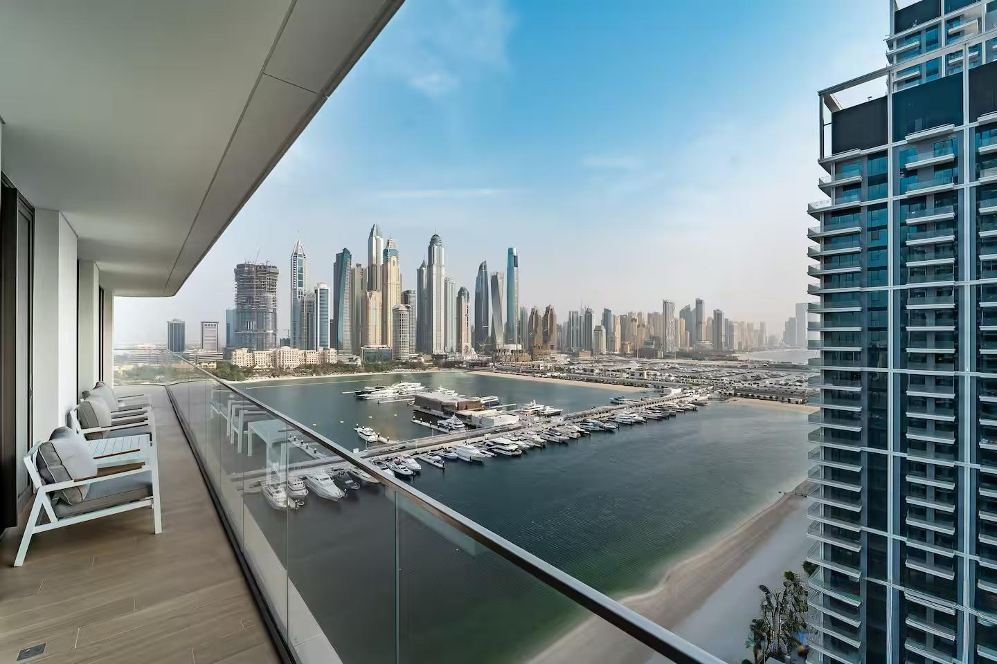 Blue cloudy sky over cityscape building