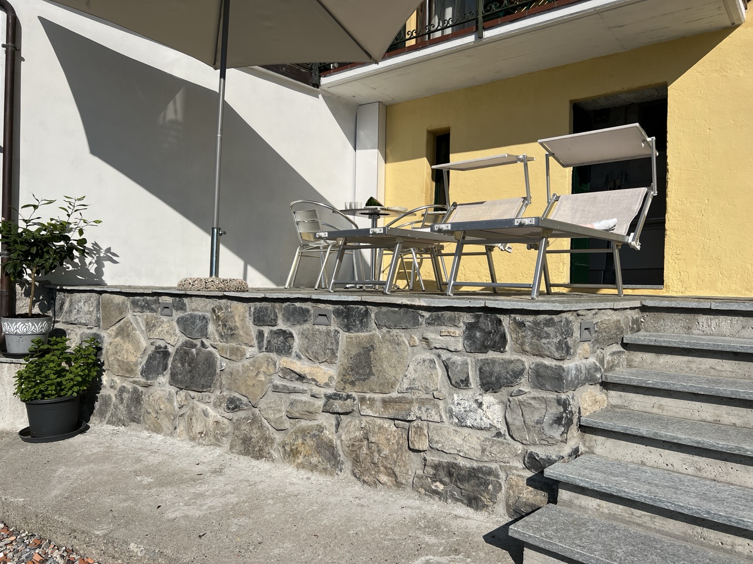 Stained glass structure with decorative stairs