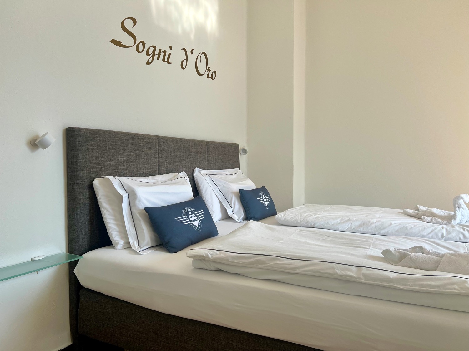 Cozy bedroom with bed and pillows