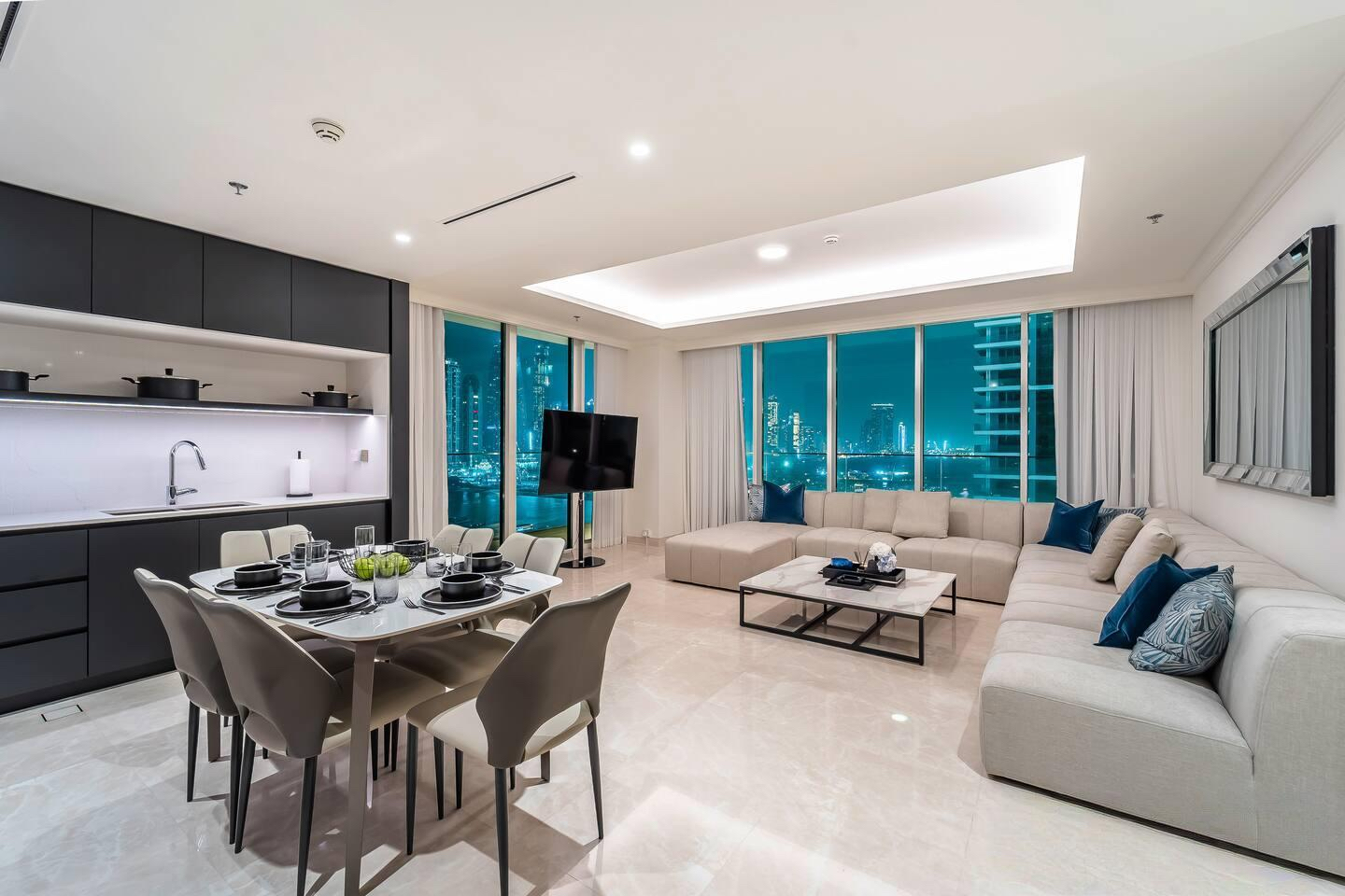 Sofa, table, and cabinet in living room