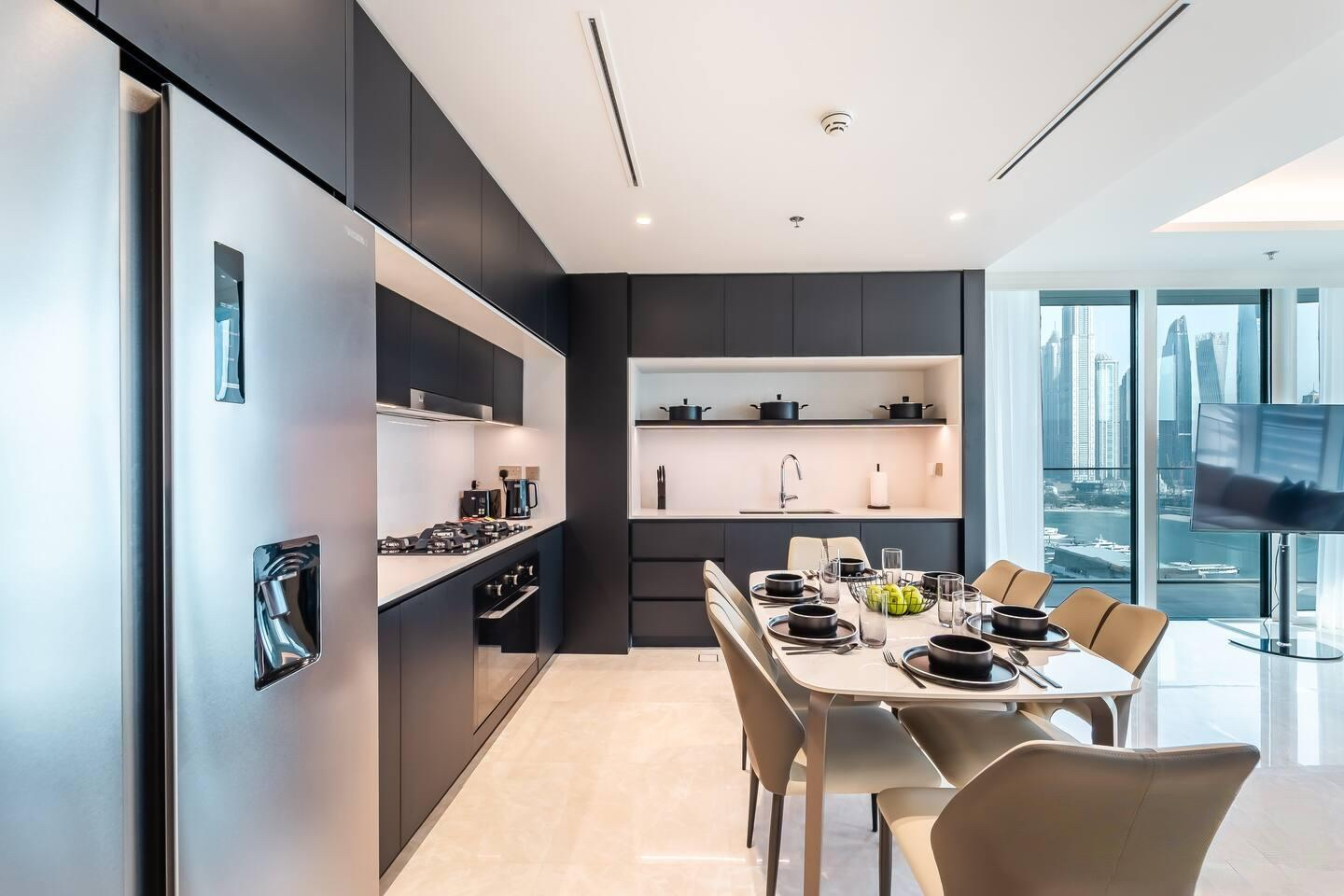 Raw furniture with glass and wooden structure