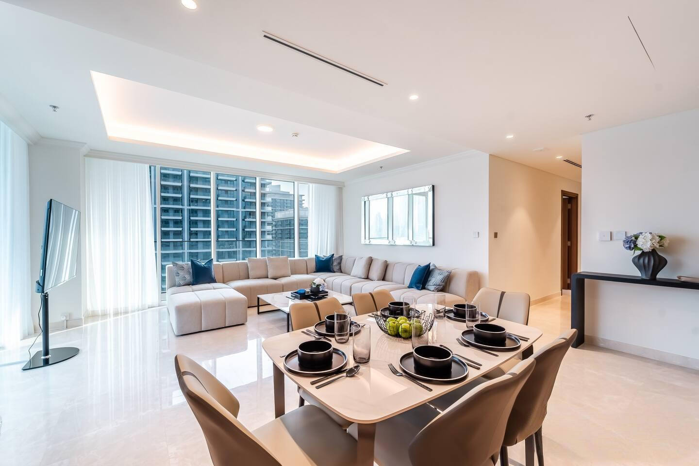 Living room interior with sofa and table