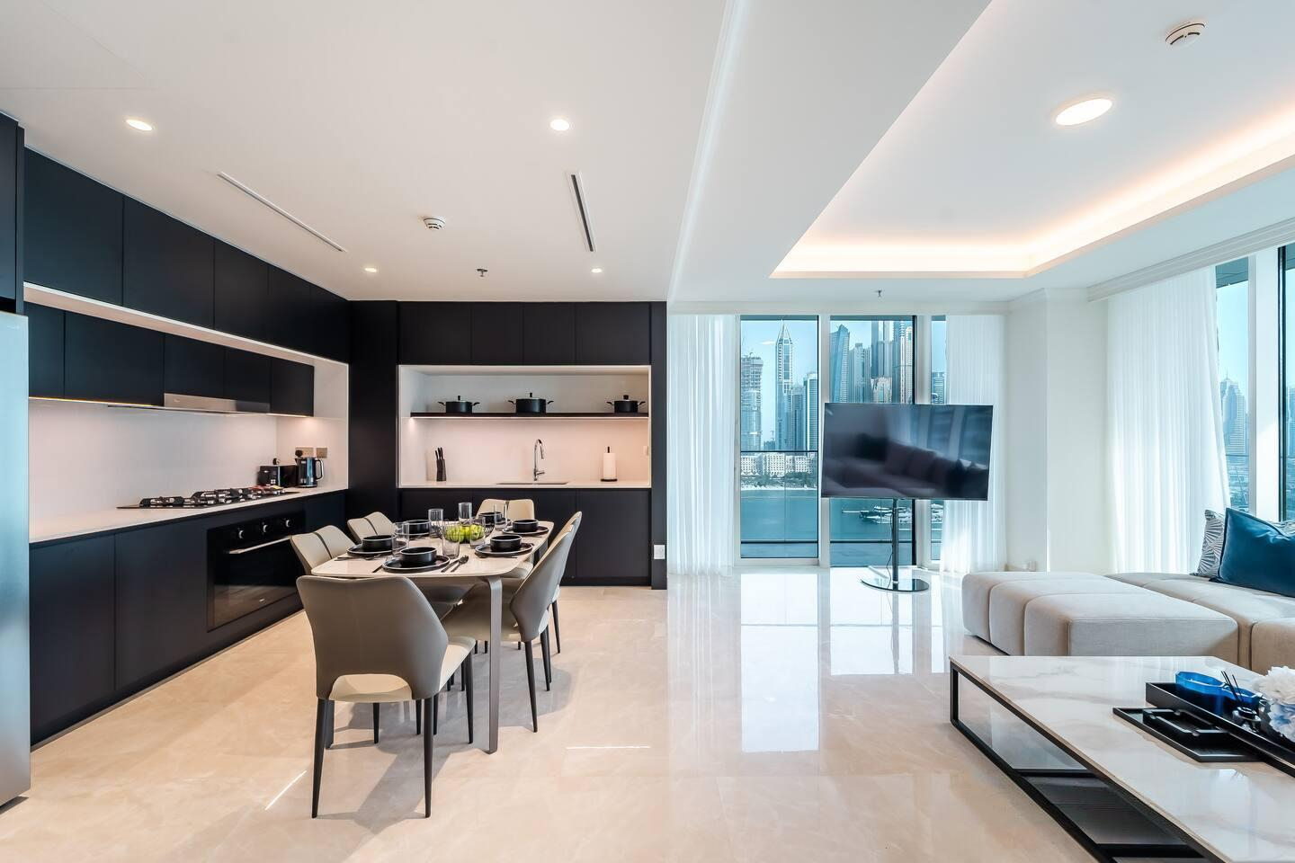 Wooden furniture in portal conveys processed view through window