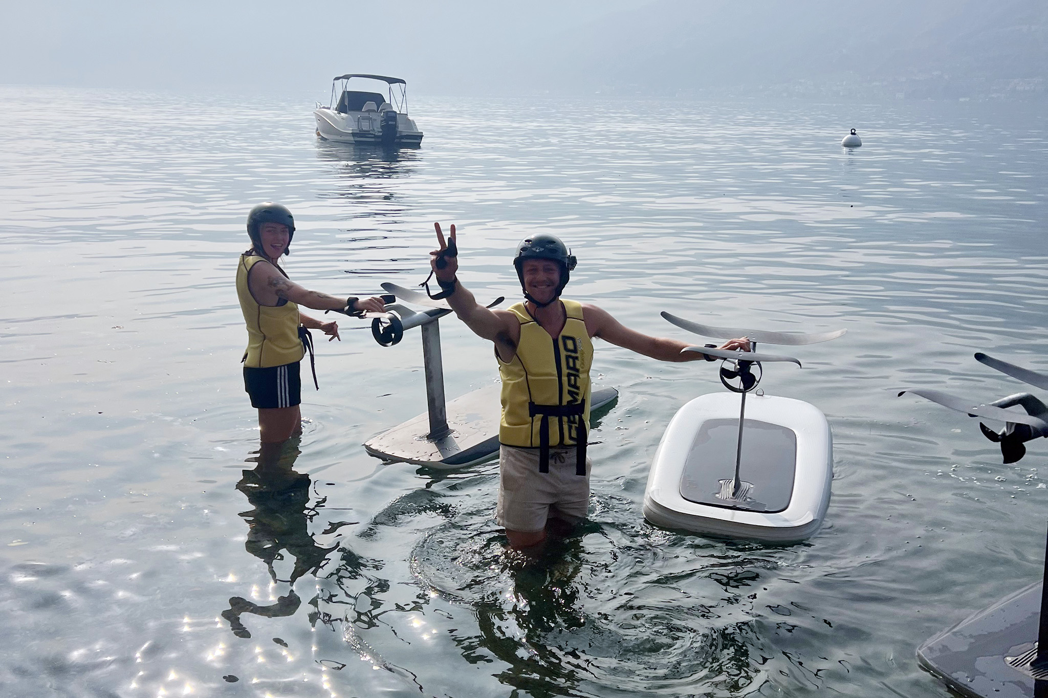 People enjoying water sports in ocean
