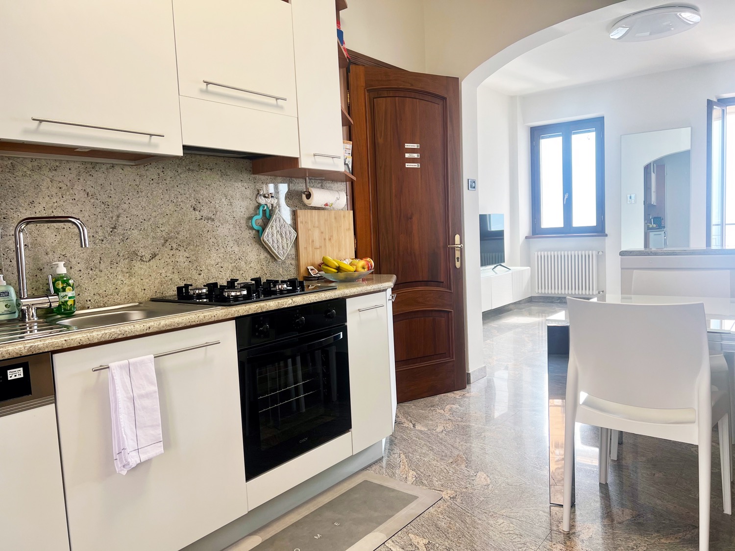 Wooden kitchen cabinet with oven