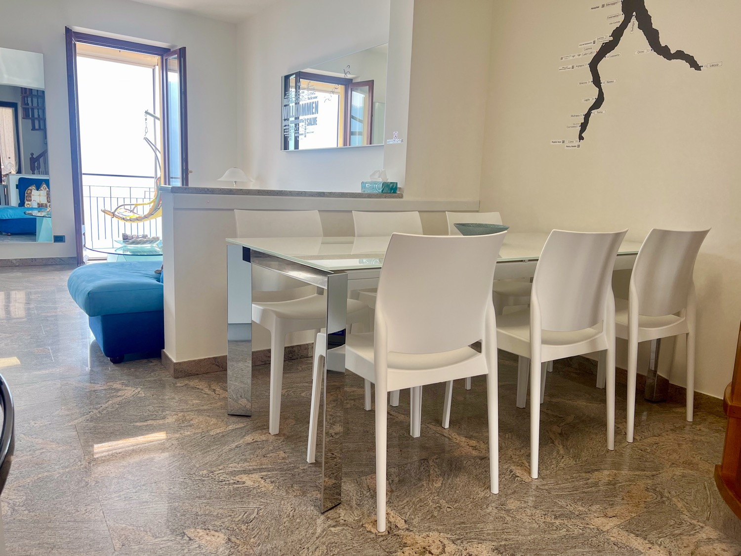 Wooden dining room table and chairs