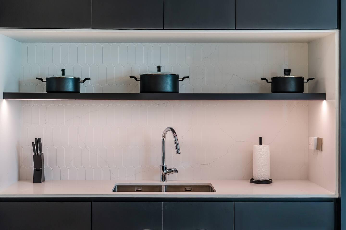 Cozy kitchen with wooden cabinetry