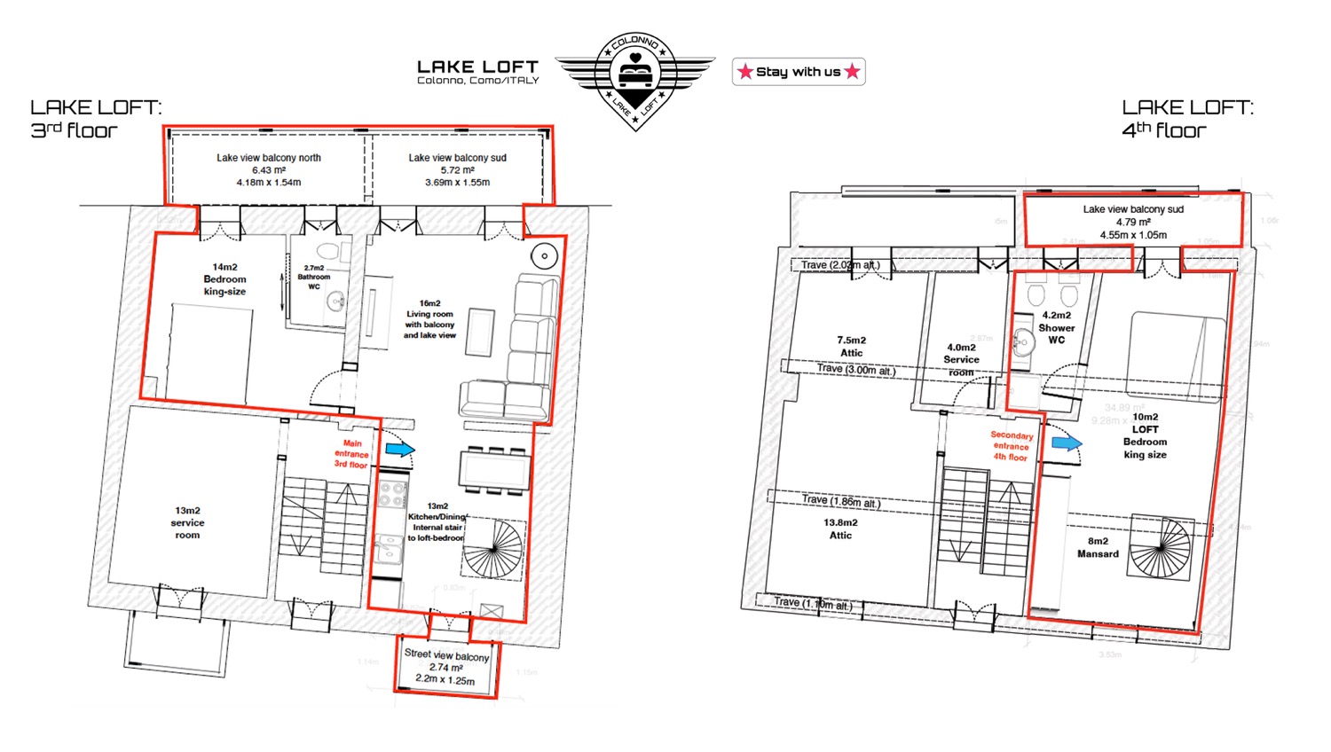 Lake view art loft bedroom king-size