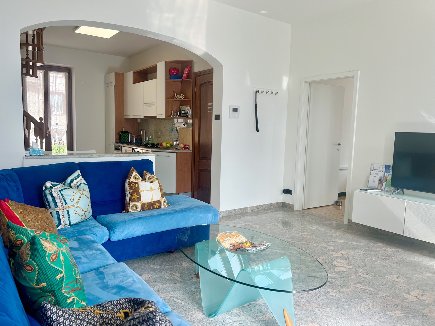 Wooden structure with door and cabinet