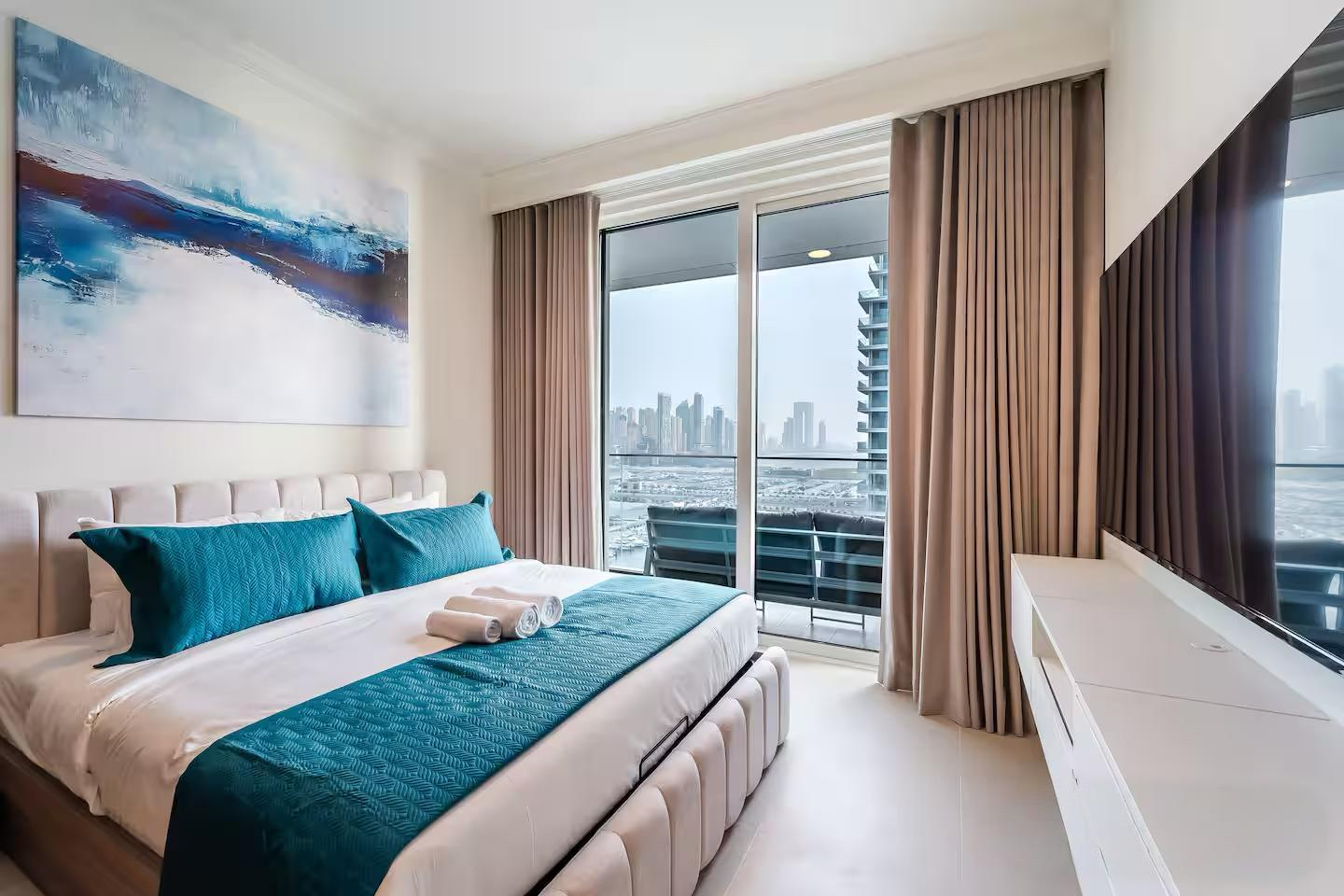 Cozy bedroom with comfortable bedding