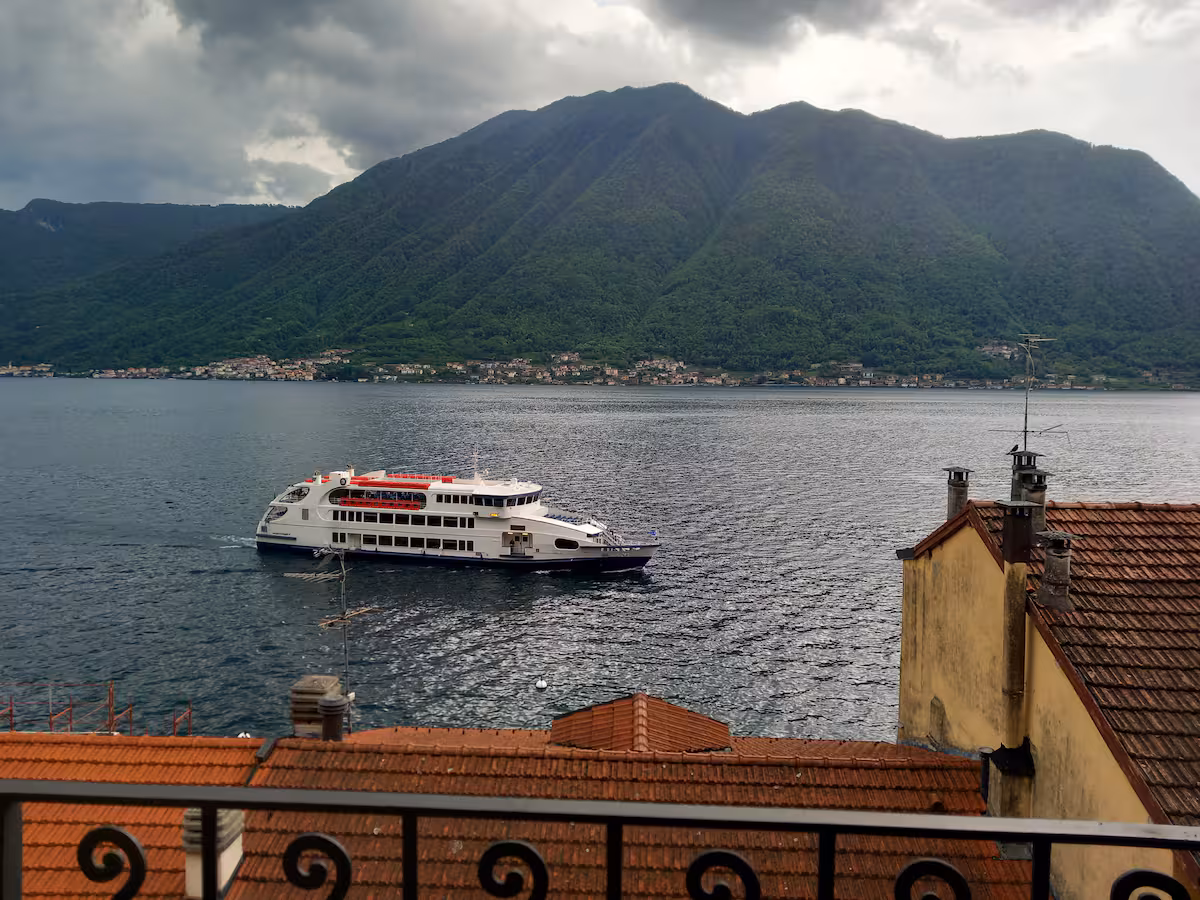 Cloudy lake under cloudy sky
